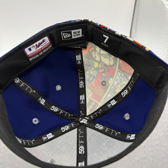 New Era 59FIFTY Los Angeles Dodgers Comic Book Panel Fitted Hat Size 7 Blue Grey - Picture 6 of 6